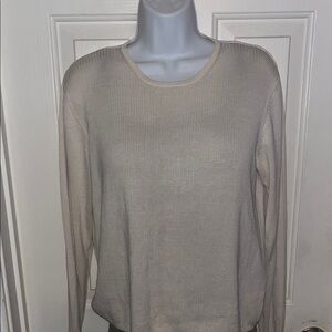 Cream Long Sleeve Silk Knit Shirt